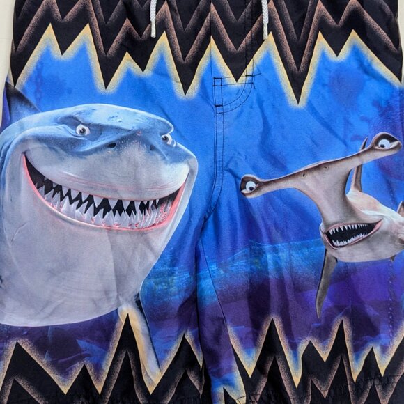 Y2K Finding Nemo Sharks Disney Store Swimsuit Swim Trunks Bathing Suit Bruce - Picture 2 of 9